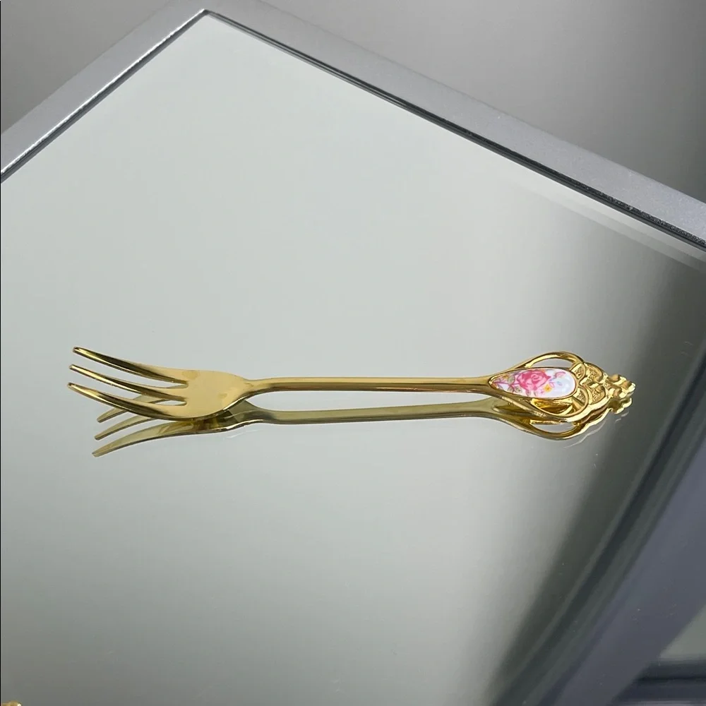Gorham Gold and Pink Flatware Set of 12